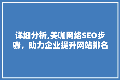 详细分析,美咖网络SEO步骤，助力企业提升网站排名与品牌影响力