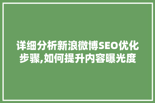 详细分析新浪微博SEO优化步骤,如何提升内容曝光度