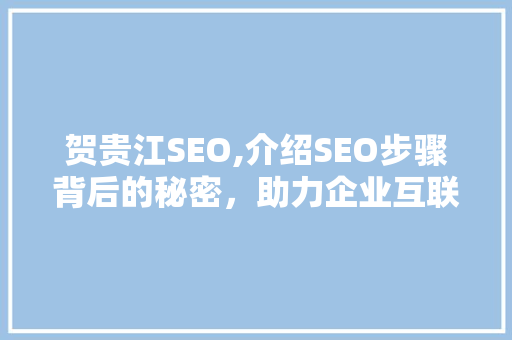 贺贵江SEO,介绍SEO步骤背后的秘密，助力企业互联网营销