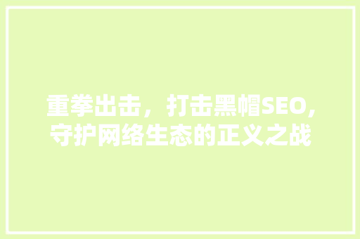 重拳出击，打击黑帽SEO,守护网络生态的正义之战
