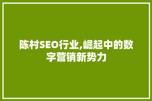 陈村SEO行业,崛起中的数字营销新势力