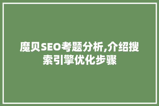 魔贝SEO考题分析,介绍搜索引擎优化步骤