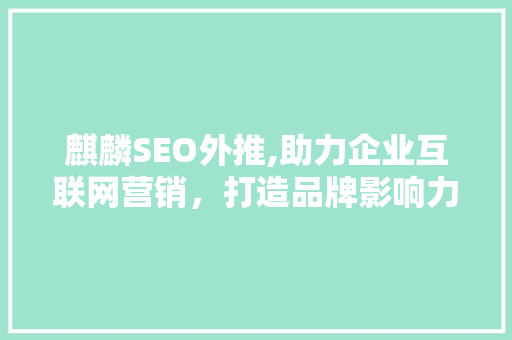 麒麟SEO外推,助力企业互联网营销，打造品牌影响力新高度