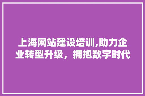 上海网站建设培训,助力企业转型升级，拥抱数字时代