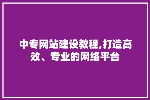 中专网站建设教程,打造高效、专业的网络平台