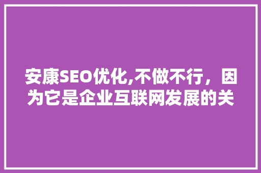 安康SEO优化,不做不行，因为它是企业互联网发展的关键