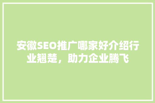 安徽SEO推广哪家好介绍行业翘楚，助力企业腾飞