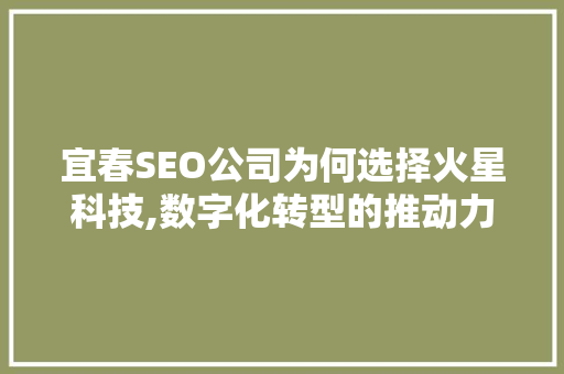 宜春SEO公司为何选择火星科技,数字化转型的推动力