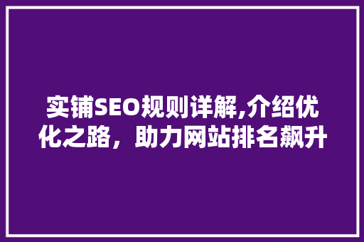 实铺SEO规则详解,介绍优化之路，助力网站排名飙升