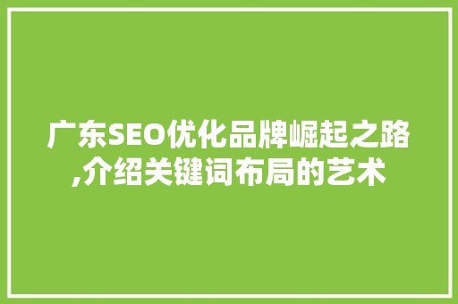 广东SEO优化品牌崛起之路,介绍关键词布局的艺术