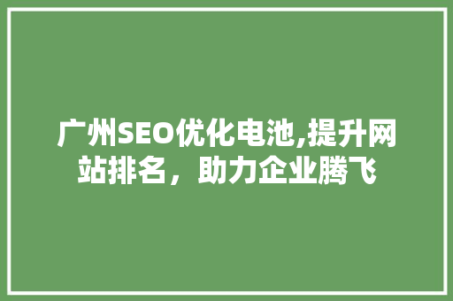广州SEO优化电池,提升网站排名，助力企业腾飞