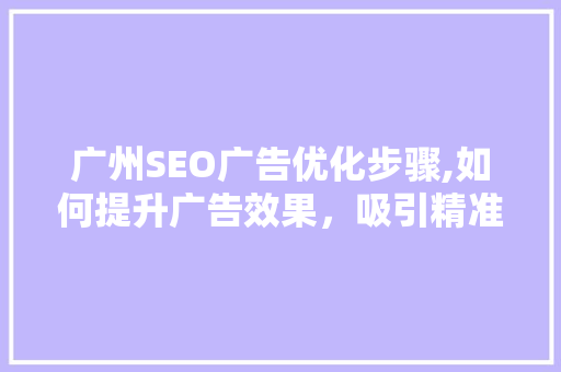 广州SEO广告优化步骤,如何提升广告效果，吸引精准客户