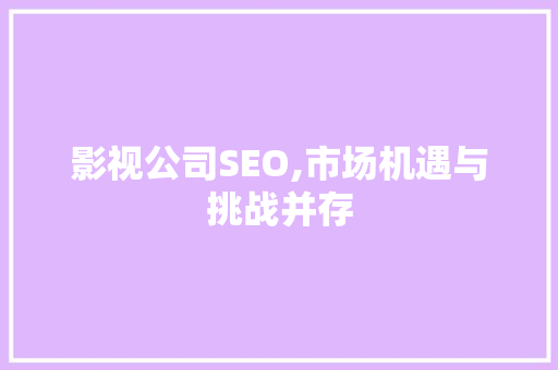 影视公司SEO,市场机遇与挑战并存