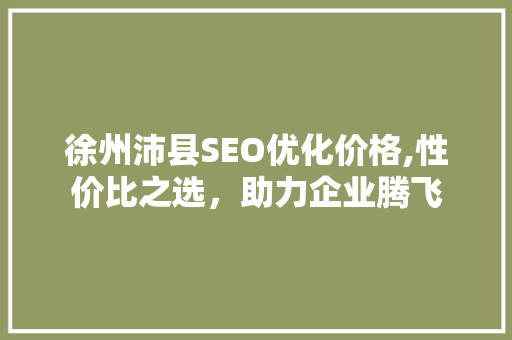 徐州沛县SEO优化价格,性价比之选，助力企业腾飞