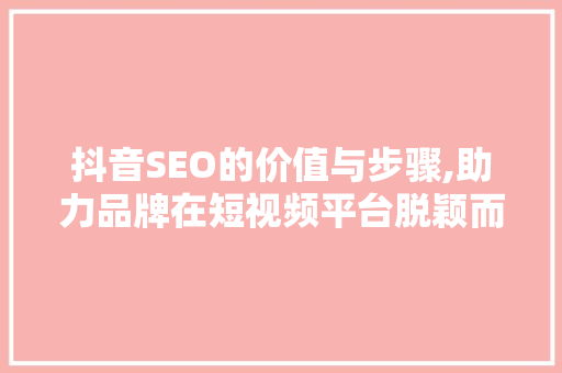 抖音SEO的价值与步骤,助力品牌在短视频平台脱颖而出