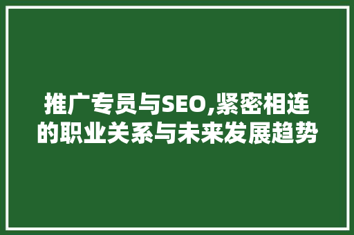 推广专员与SEO,紧密相连的职业关系与未来发展趋势