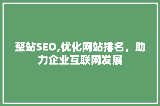 整站SEO,优化网站排名，助力企业互联网发展