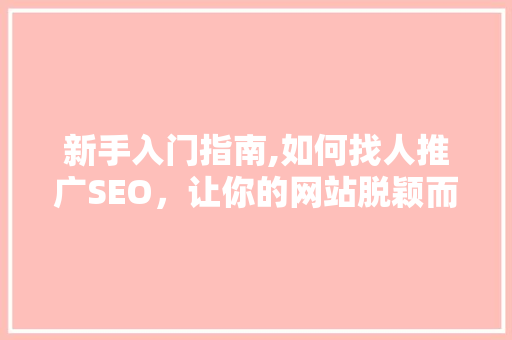 新手入门指南,如何找人推广SEO，让你的网站脱颖而出