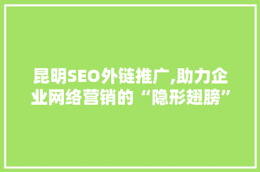 昆明SEO外链推广,助力企业网络营销的“隐形翅膀”