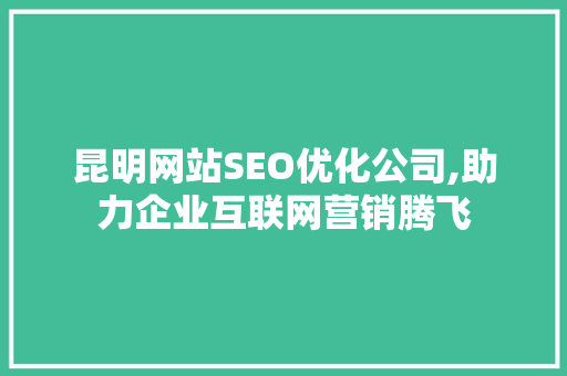 昆明网站SEO优化公司,助力企业互联网营销腾飞