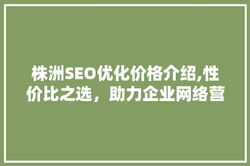 株洲SEO优化价格介绍,性价比之选，助力企业网络营销