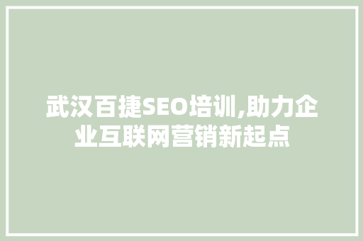 武汉百捷SEO培训,助力企业互联网营销新起点