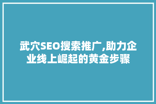 武穴SEO搜索推广,助力企业线上崛起的黄金步骤