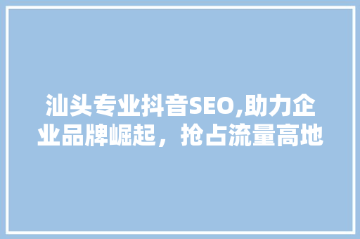 汕头专业抖音SEO,助力企业品牌崛起，抢占流量高地
