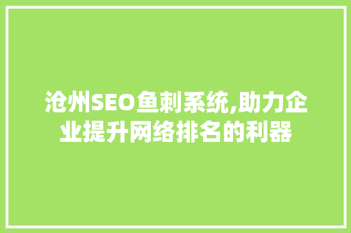 沧州SEO鱼刺系统,助力企业提升网络排名的利器