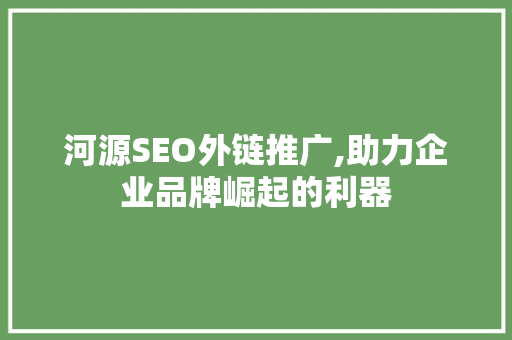 河源SEO外链推广,助力企业品牌崛起的利器