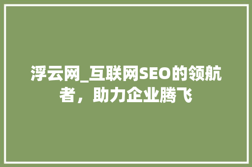 浮云网_互联网SEO的领航者，助力企业腾飞