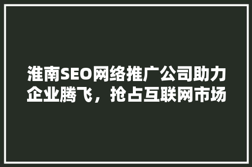 淮南SEO网络推广公司助力企业腾飞，抢占互联网市场先机