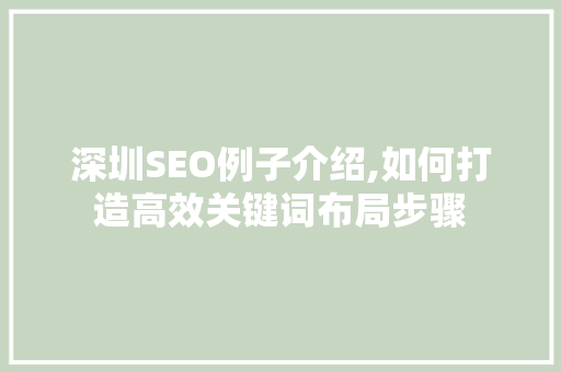 深圳SEO例子介绍,如何打造高效关键词布局步骤