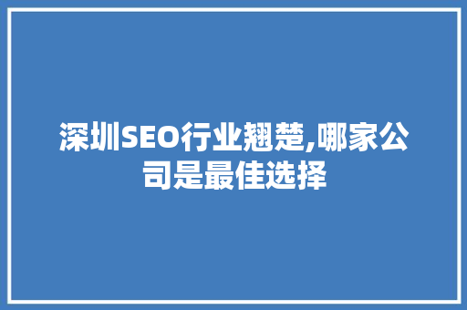 深圳SEO行业翘楚,哪家公司是最佳选择