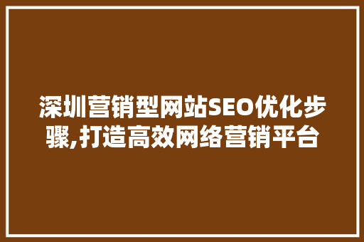 深圳营销型网站SEO优化步骤,打造高效网络营销平台