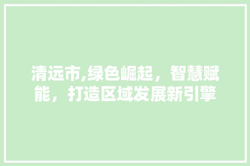 清远市,绿色崛起，智慧赋能，打造区域发展新引擎