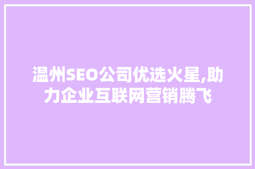 温州SEO公司优选火星,助力企业互联网营销腾飞