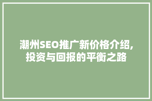 潮州SEO推广新价格介绍,投资与回报的平衡之路