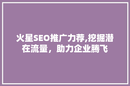 火星SEO推广力荐,挖掘潜在流量，助力企业腾飞