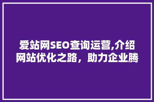 爱站网SEO查询运营,介绍网站优化之路，助力企业腾飞