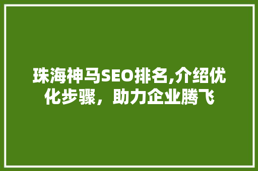 珠海神马SEO排名,介绍优化步骤，助力企业腾飞