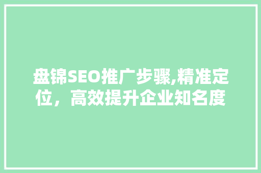 盘锦SEO推广步骤,精准定位，高效提升企业知名度