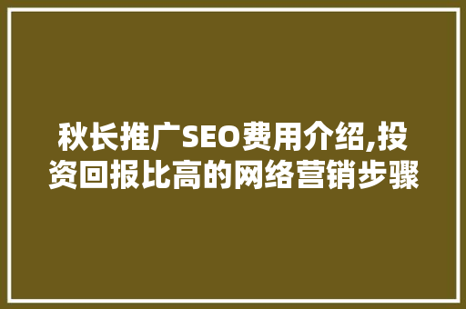 秋长推广SEO费用介绍,投资回报比高的网络营销步骤