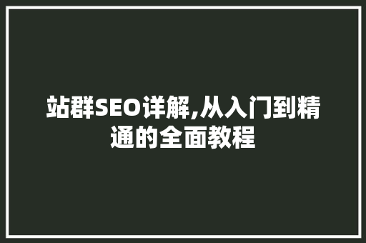 站群SEO详解,从入门到精通的全面教程