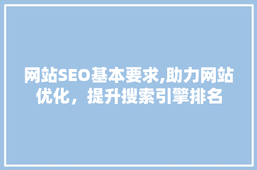 网站SEO基本要求,助力网站优化，提升搜索引擎排名