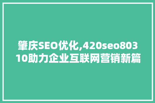 肇庆SEO优化,420seo80310助力企业互联网营销新篇章