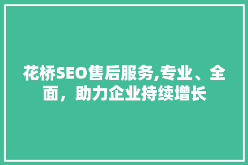 花桥SEO售后服务,专业、全面，助力企业持续增长