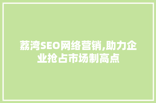 荔湾SEO网络营销,助力企业抢占市场制高点