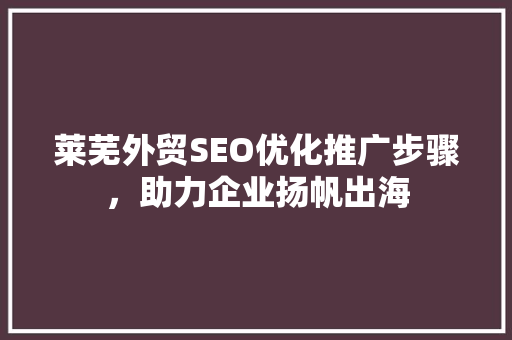 莱芜外贸SEO优化推广步骤，助力企业扬帆出海
