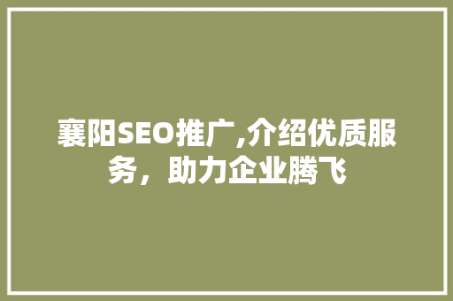 襄阳SEO推广,介绍优质服务，助力企业腾飞